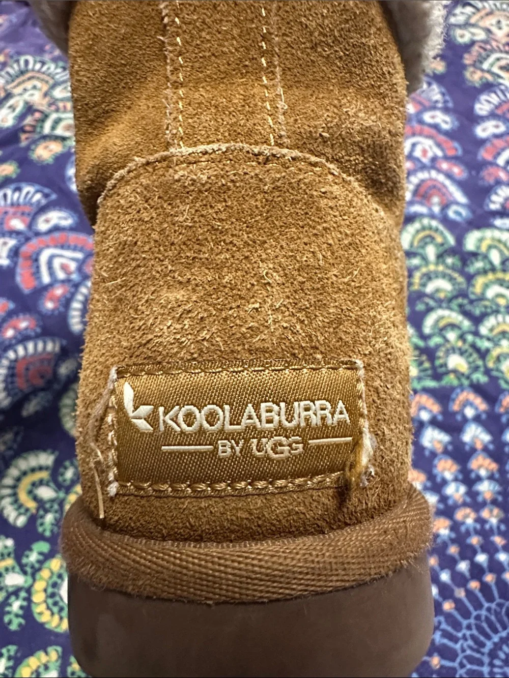 Koolaburra Brown Suede Kids Zip-Front Shearling Cuff Boots